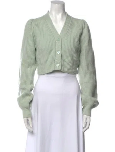 Pre-owned Loveshackfancy Wool V-neck Sweater In Green