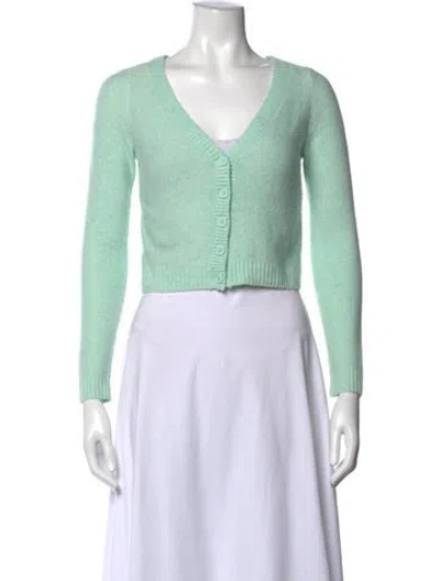 Pre-owned Loveshackfancy Wool V-neck Sweater In Green