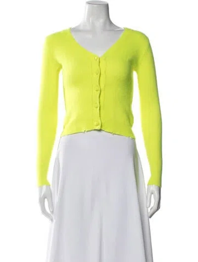 Pre-owned Loveshackfancy Wool V-neck Sweater In Green