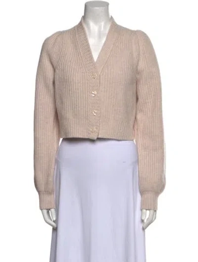 Pre-owned Loveshackfancy Wool V-neck Sweater In Neutral