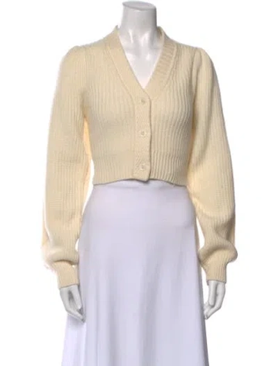 Pre-owned Loveshackfancy Wool V-neck Sweater In Neutral