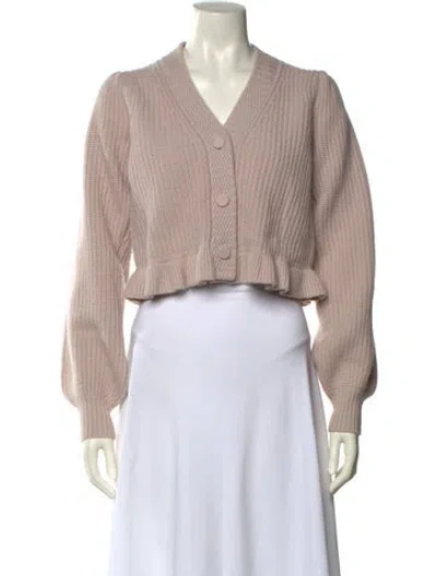 Pre-owned Loveshackfancy Wool V-neck Sweater In Neutral