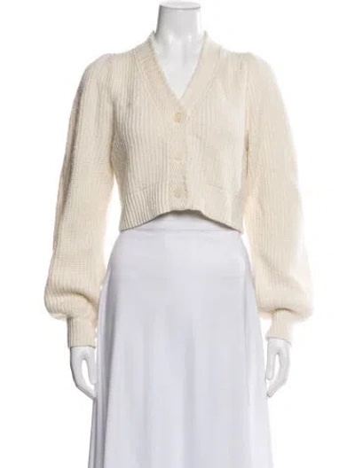 Pre-owned Loveshackfancy Wool V-neck Sweater In Neutrals