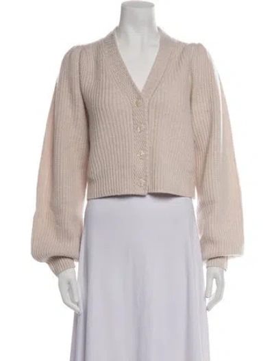 Pre-owned Loveshackfancy Wool V-neck Sweater In Neutrals