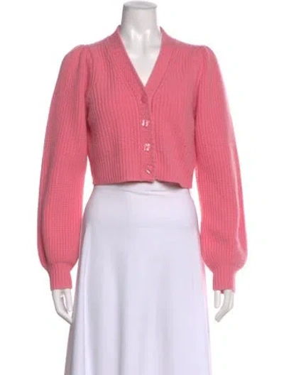 Pre-owned Loveshackfancy Wool V-neck Sweater In Pink