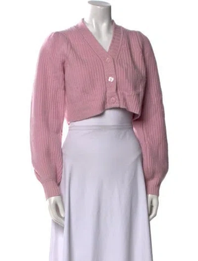 Pre-owned Loveshackfancy Wool V-neck Sweater In Pink