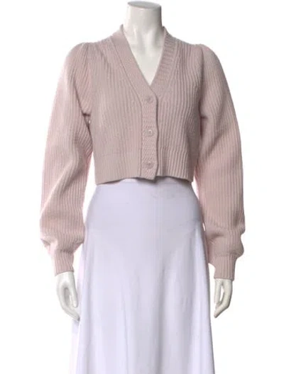 Pre-owned Loveshackfancy Wool V-neck Sweater In Pink
