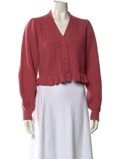 Pre-owned Loveshackfancy Wool V-neck Sweater In Pink