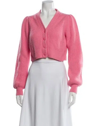 Pre-owned Loveshackfancy Wool V-neck Sweater In Pink