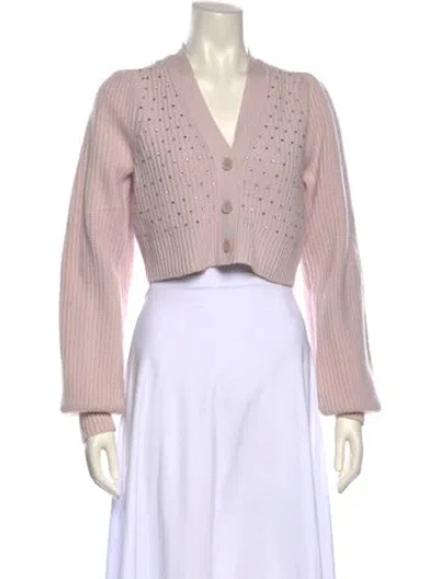 Pre-owned Loveshackfancy Wool V-neck Sweater In Pink