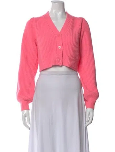 Pre-owned Loveshackfancy Wool V-neck Sweater In Pink