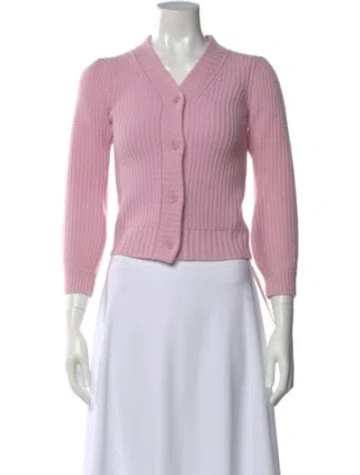 Pre-owned Loveshackfancy Wool V-neck Sweater In Pink