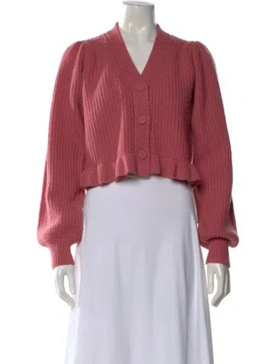 Pre-owned Loveshackfancy Wool V-neck Sweater In Pink