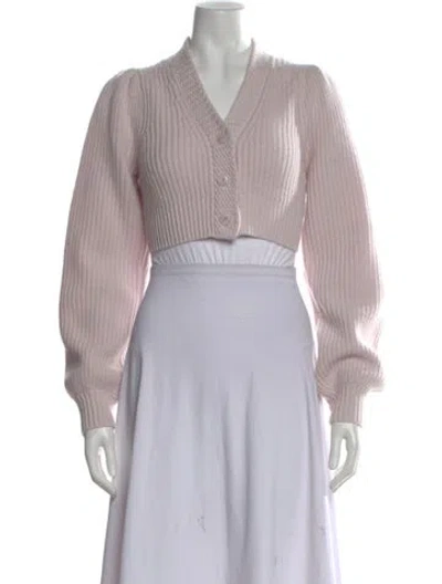 Pre-owned Loveshackfancy Wool V-neck Sweater In Pink
