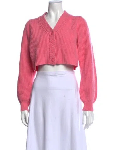 Pre-owned Loveshackfancy Wool V-neck Sweater In Pink