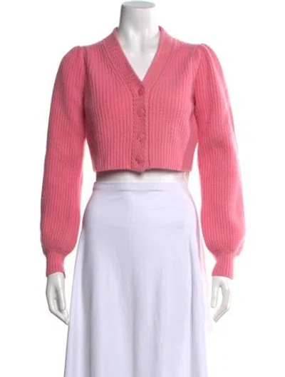 Pre-owned Loveshackfancy Wool V-neck Sweater In Pink