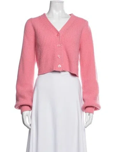 Pre-owned Loveshackfancy Wool V-neck Sweater In Pink