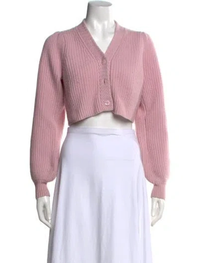 Pre-owned Loveshackfancy Wool V-neck Sweater In Pink