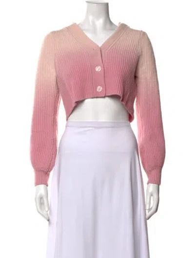 Pre-owned Loveshackfancy Wool V-neck Sweater In Pink
