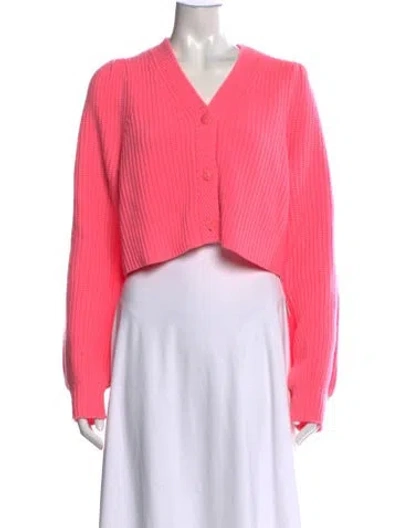 Pre-owned Loveshackfancy Wool V-neck Sweater In Pink