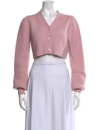 Pre-owned Loveshackfancy Wool V-neck Sweater In Pink