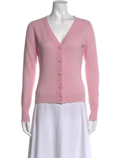 Pre-owned Loveshackfancy Wool V-neck Sweater In Pink