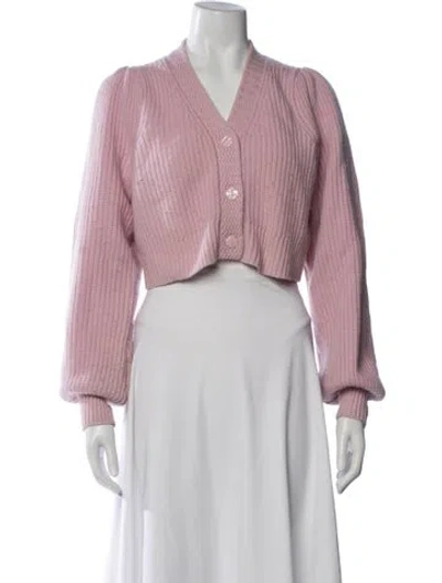 Pre-owned Loveshackfancy Wool V-neck Sweater In Pink