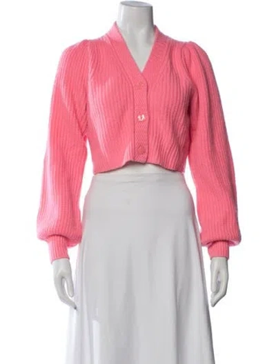 Pre-owned Loveshackfancy Wool V-neck Sweater In Pink