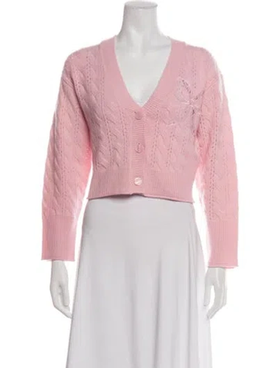 Pre-owned Loveshackfancy Wool V-neck Sweater In Pink