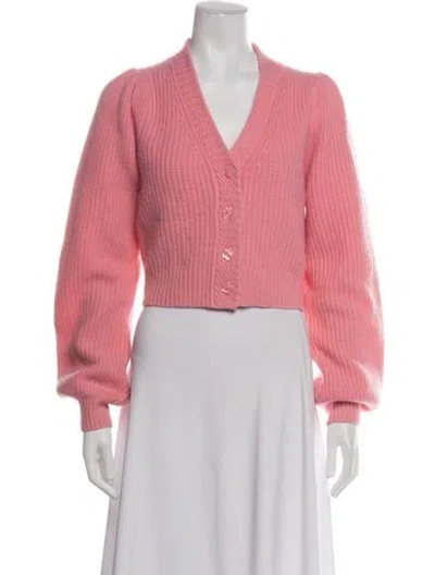 Pre-owned Loveshackfancy Wool V-neck Sweater In Pink