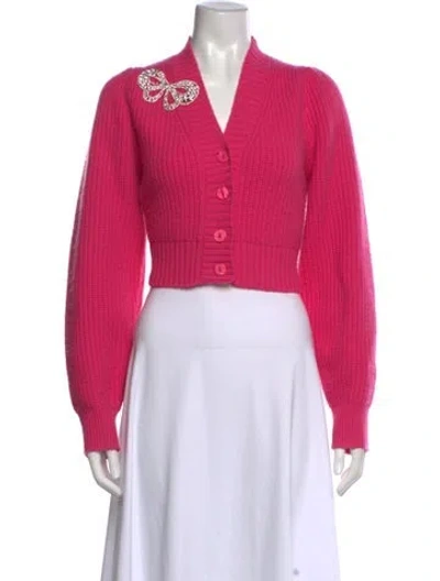 Pre-owned Loveshackfancy Wool V-neck Sweater In Pink