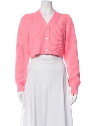 Pre-owned Loveshackfancy Wool V-neck Sweater In Pink