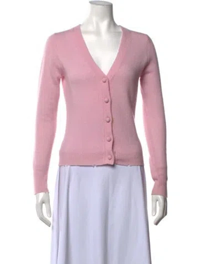 Pre-owned Loveshackfancy Wool V-neck Sweater In Pink