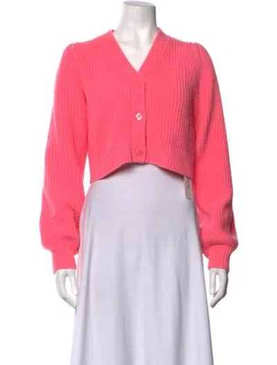 Pre-owned Loveshackfancy Wool V-neck Sweater In Pink