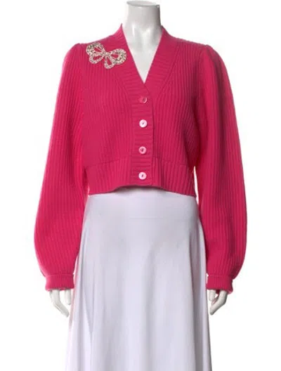 Pre-owned Loveshackfancy Wool V-neck Sweater In Pink