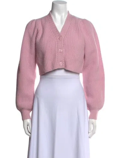 Pre-owned Loveshackfancy Wool V-neck Sweater In Purple