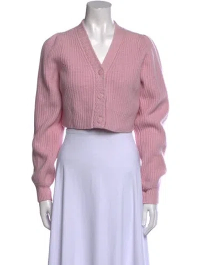 Pre-owned Loveshackfancy Wool V-neck Sweater In Purple