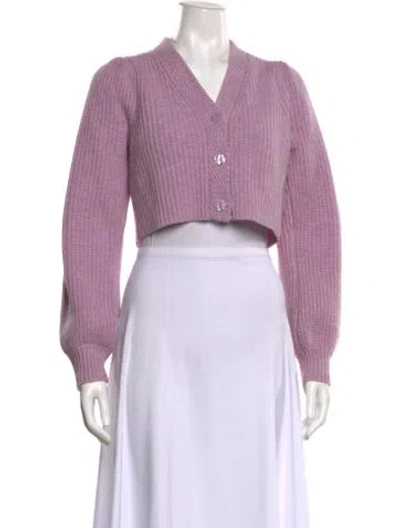 Pre-owned Loveshackfancy Wool V-neck Sweater In Purple