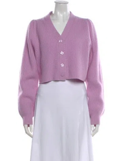 Pre-owned Loveshackfancy Wool V-neck Sweater In Purple