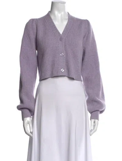 Pre-owned Loveshackfancy Wool V-neck Sweater In Purple