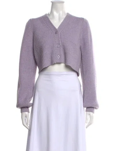 Pre-owned Loveshackfancy Wool V-neck Sweater In Purple