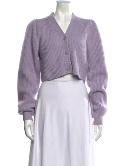 Pre-owned Loveshackfancy Wool V-neck Sweater In Purple