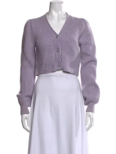 Pre-owned Loveshackfancy Wool V-neck Sweater In Purple