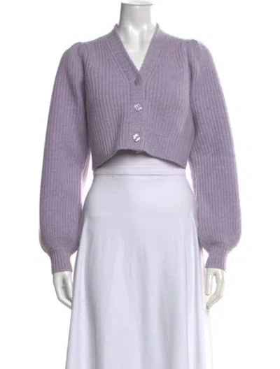 Pre-owned Loveshackfancy Wool V-neck Sweater In Purple