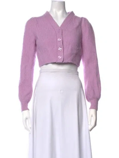 Pre-owned Loveshackfancy Wool V-neck Sweater In Purple