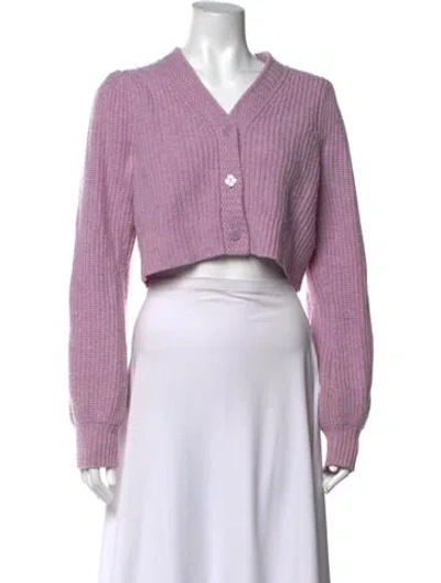 Pre-owned Loveshackfancy Wool V-neck Sweater In Purple