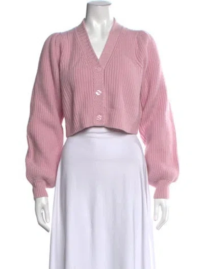 Pre-owned Loveshackfancy Wool V-neck Sweater W/ Tags In Pink