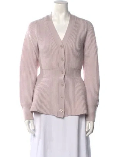 Pre-owned Loveshackfancy Wool V-neck Sweater W/ Tags In Purple