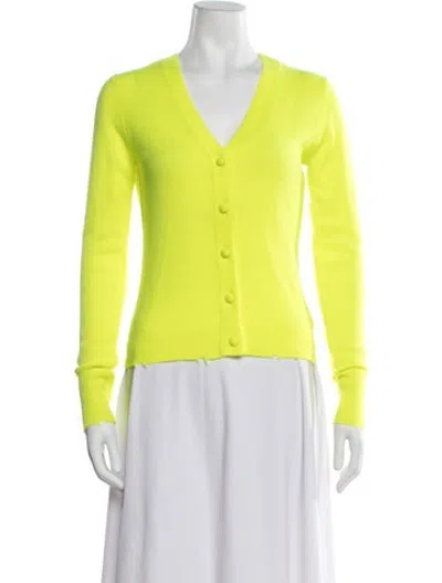 Pre-owned Loveshackfancy Wool V-neck Sweater W/ Tags In Yellow