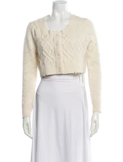 Pre-owned Loveshackfancy Wool V-neck Sweater In White